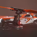 Smart Machine Orange Drone With Four Rotors And Sleek Aerodynamic Body Design