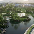 Waterfront Landscape Design With Scenic Lakeside Islands Lush Greenery And Walking Paths