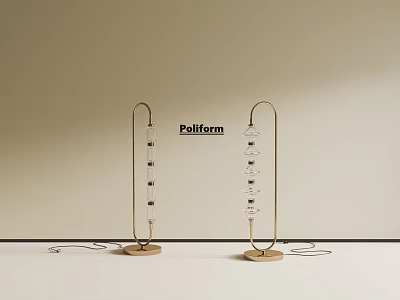 Modern Golden Floor Lamp With Transparent Glass Shades And Circular Base Design 3d model