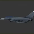 Modern Military Jet Fighter with Blue Canopy Gray Body and Wing Mounted Missiles