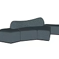 Gray Curved Sectional Sofa With Modular Design And Comfortable Fabric Seating 3d model