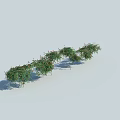 Decorative Green Vines With Red Flowers Growing In A Straight Line