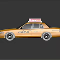 Yellow met TAXI Cab With Roof Sign And Reflective Body Design