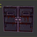 Industrial Style Purple Black Double Metal Doors With Red Drips And Decorative Rivets