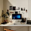 Modern Minimalist Home Office White Desk And Wooden Chair Set For Cozy Comfortable Daily Work