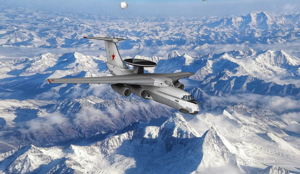 High Altitude Military Fighter Jet Flying Over Snow Mountains With Red Star On Tail 3d model 
