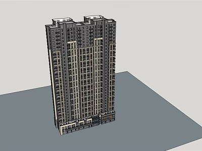 Modern High Rise Building 3D Model With Exterior Windows And Facade Design 3d model