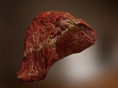 Fresh Red Raw Meat Piece With Visible Texture And Fat 3d model