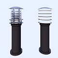 Outdoor Lamps With Modern Black Pole And Transparent Shade For Garden Pathway
