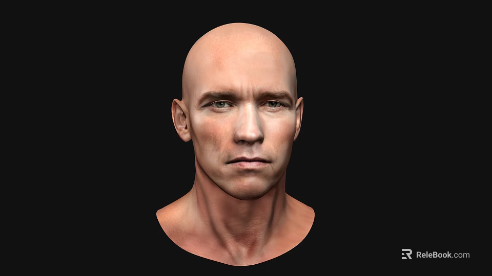 Detailed Realistic Bald Male Game and Movie Character 3D Render Portrait 3d model 
