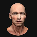 Detailed Realistic Bald Male Game and Movie Character 3D Render Portrait