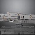 White and Orange Striped Aerospace Spacecraft Model With Detailed Design Elements