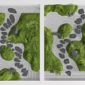 Stepping Stones Path In Garden With Green Grass And Natural Landscaping