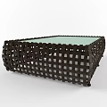 Stylish Coffee Table With Brown Woven Frame And Light Green Top 3d model