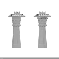 White Tower Shaped Multi Layered Traditional Chinese Architectural Components With Canopy Top 3d model