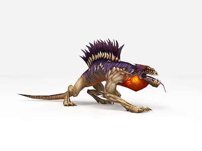 Fantasy Game Movie Monster Character With Spiked Back And Orange Underbelly 3d model