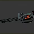 Mechanical Weapon With Multiple Barrels Green Component And Red Indicator Light 3d model
