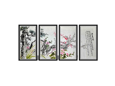 New Chinese Style Plant Painting Furniture Mural model