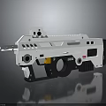 Futuristic White Gun With Mechanical Barrel Grip And Sci Fi Design Details