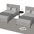 Modern single bed bedside table 3d model