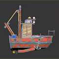 Traditional Decorative Model Boat With Colorful Hull Mast And Cabin Design