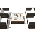 Wicker Outdoor Sofa Set With Coffee Table Plates And Bottle For Patio