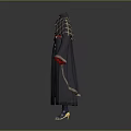 Fantasy Character Costume With Red And Gray Robe Golden Decorations And Cloak Boots