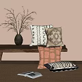 Quiet Art Style Pillow Combination 3d model
