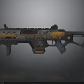 Futuristic Orange and Gray Weapon with Technological Scope and Modern Design