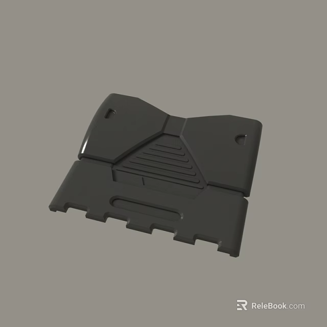 Black Plastic Device Component With Structural Holes And Grooved Design 3d model