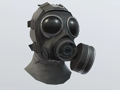Black Gas Mask Protective Hat With Dual Lenses And Breathing Valve Design 3d model