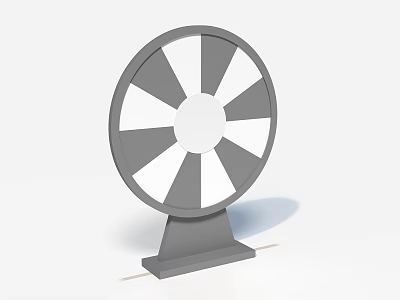 Round Gray And White Spoked Wheel With Stand Base For Game Activities 3d model