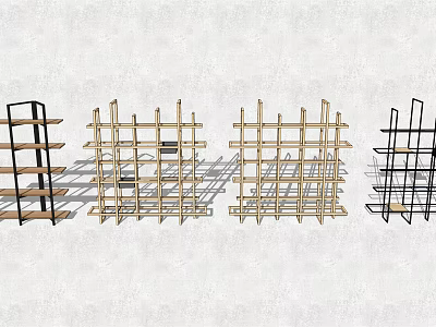 Practical Home Storage Shelving Units With Wooden And Metal Open Designs 3d model