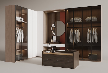 Simple Cloakroom Wardrobe Middle Island Cabinet 3d model