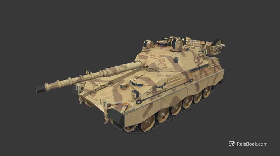 Tank Military Armored Combat Vehicle With Camouflage Design And Heavy Weaponry 3d model 