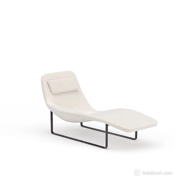 Modern White Chaise Lounge With Sleek Design And Black Metal Frame 3d model 
