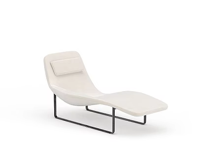 Modern White Chaise Lounge With Sleek Design And Black Metal Frame 3d model