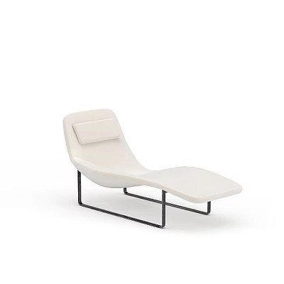 Modern White Chaise Lounge With Sleek Design And Black Metal Frame 3d model