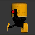 Small Golden Robot 3D Model With Dome Red Light And Yellow Legs 3d model