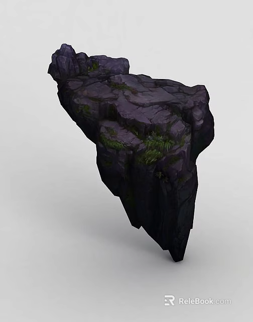 Science and Technology Exhibition Hall Displaying Suspended Dark Rock with Green Moss 3d model 
