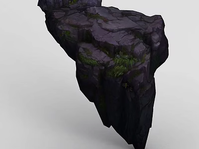 Science and Technology Exhibition Hall Displaying Suspended Dark Rock with Green Moss 3d model