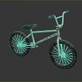 Colorful Frame BMX Bicycle With Black Seat Handlebars And Gold Spokes Textured Tires