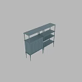 Modern Light Blue Display Shelf With Cabinet Doors And Multiple Storage Shelves