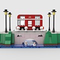 LEGO toy building blocks double decker bus small bridge river duck 3d model