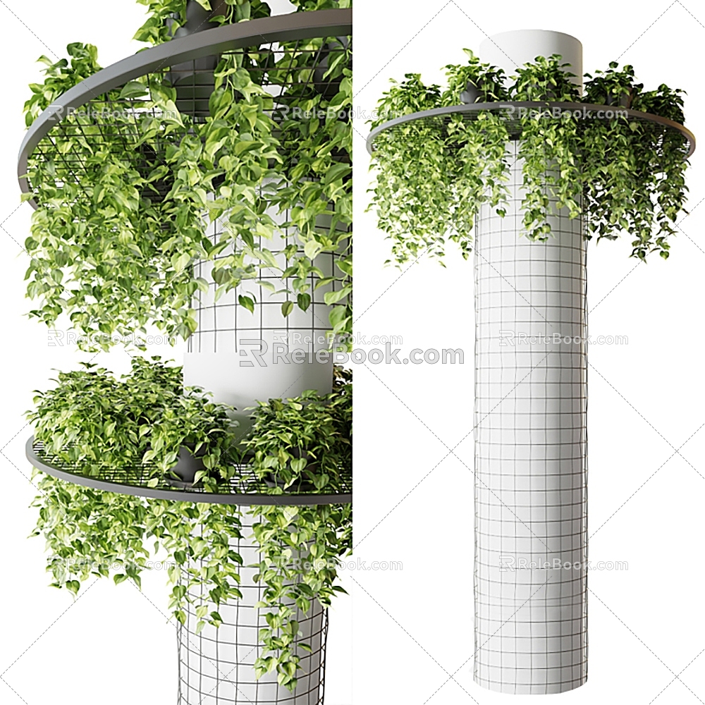 Modern Pillar Green Plant model