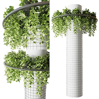 Modern Pillar Green Plant 3d model