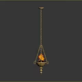 Elegant Gold Chain Hanging Lighting Combination Featuring Decorative Flame Design For Interior 3d model