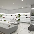 Modern Shopping Mall Store Interior With Display Shelves Green Plants And Bright Lighting
