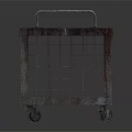 Vintage Style Decorative Storage Container with Metal Grid Wooden Frame Handles and Wheels