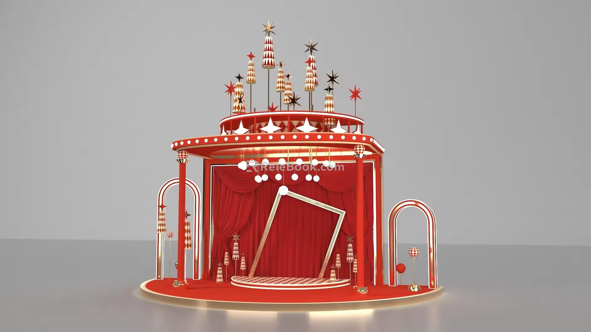 Internet Red Card Point Week Celebration Christmas New Year Meichen Circus Stage 3d model